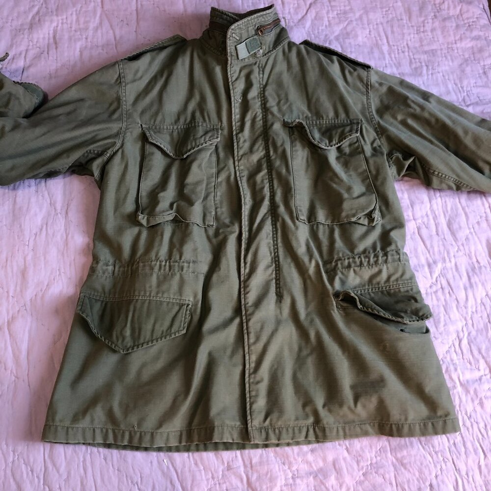 Vintage Alpha Industries Olive Green Cold Weather Field Coat, Medium Regular